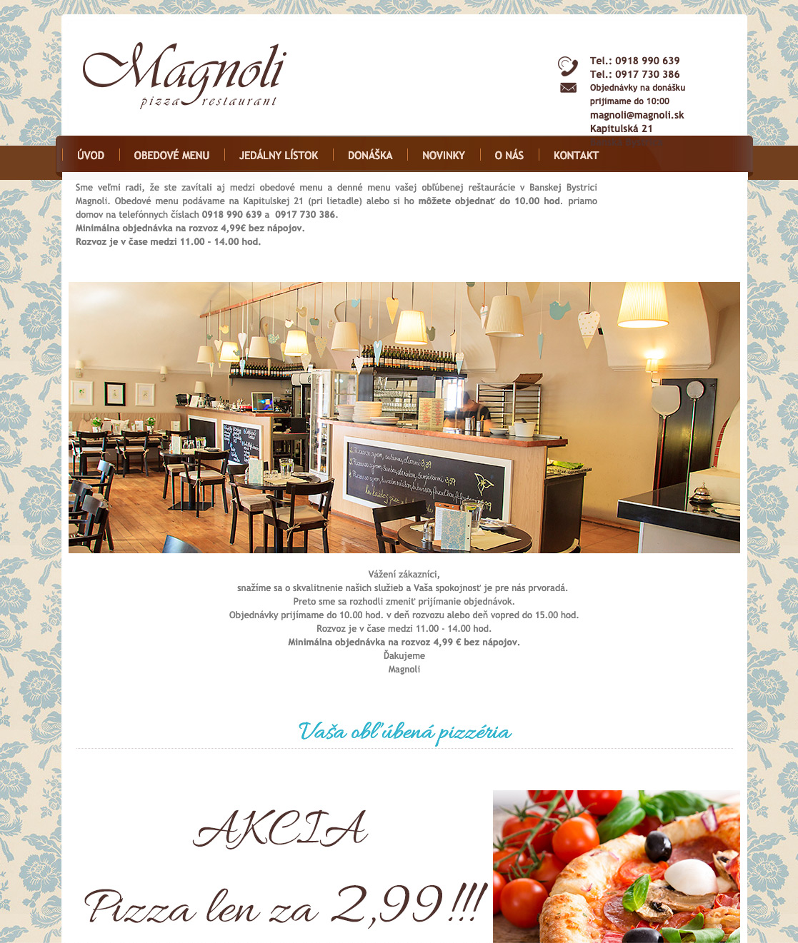 Web Magnoli reštaurácia