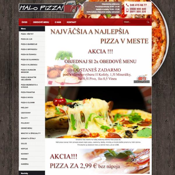 Webstránka halopizza.sk